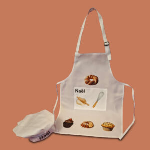 Kinder Schürze mit Mütze – personalisierbar